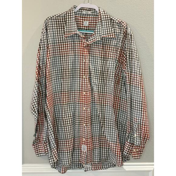 Peter Millar Men's Gray Maroon Checkered Button Down Long Sleeve Sz XXL Shirt - Picture 1 of 6